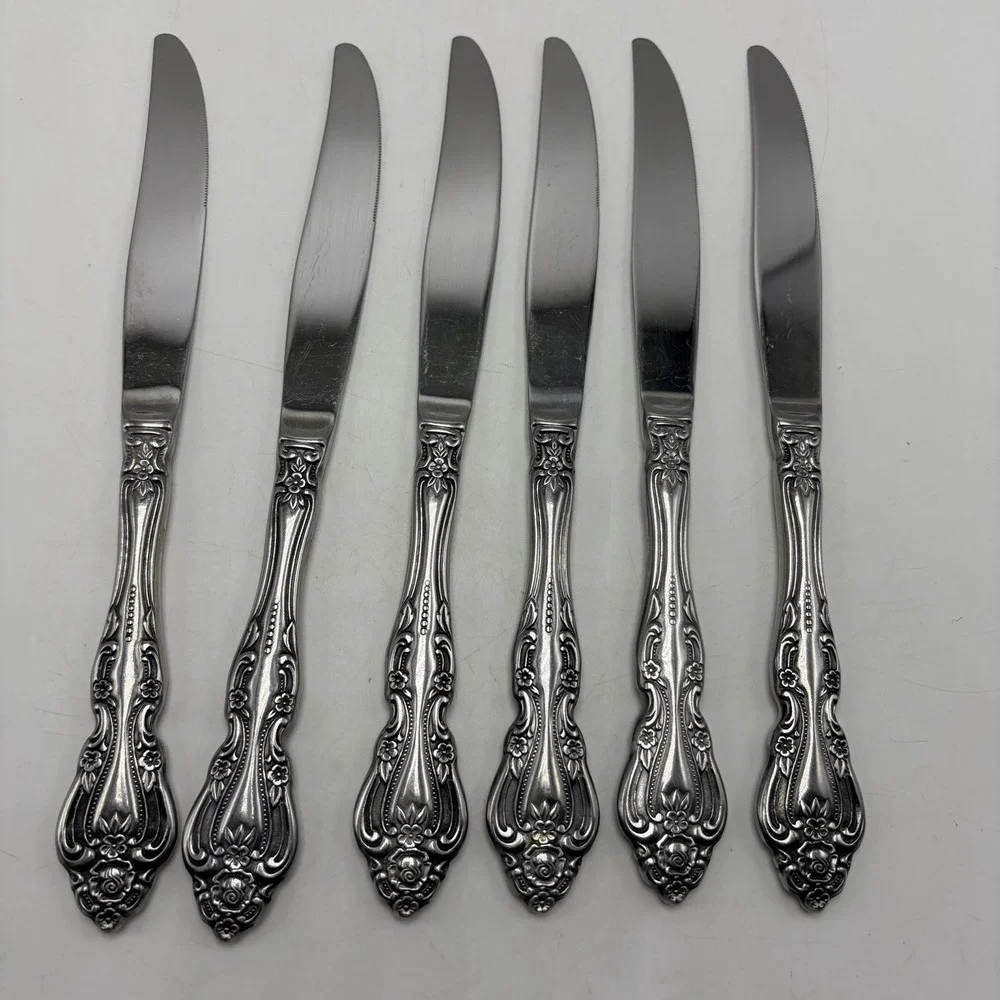 Oneida Michelangelo Dinner Knives Stainless Lot of 6 Silverware